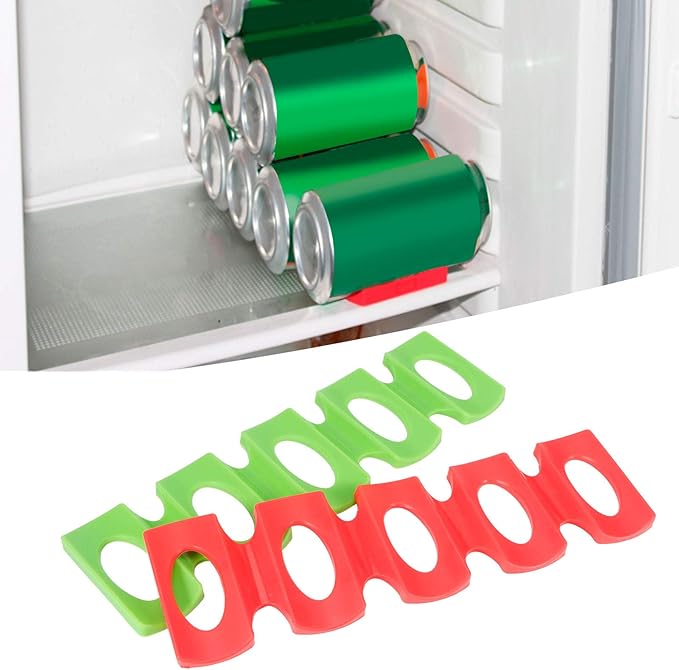 2Pcs Foldable Silicone Wine Stacker,Beer Can Rack,Space Saver Organizer Bottle Stacking Silicone Bottle Stacker for Beer Can Wine Holder Refrigerator Mat Red and Green