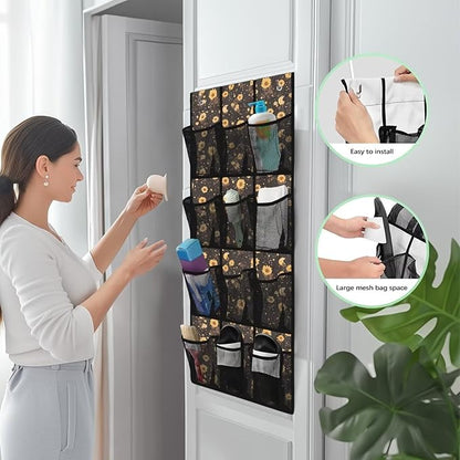 Sunflowers Behind Door Shoes Hang Holder Rack,Storage for Small Spaces,Shoes Hanger Storage Organizer Bag for Bedroom Unique Print
