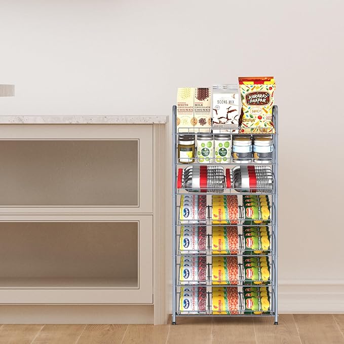 Nandae Can Rack Organizer, 7 Tier Kitchen Food Storage Rack Organizer, Can Holder Storage Dispenser for Kitchen Cabinet, Countertop, Pantry Organizers, Cupboard