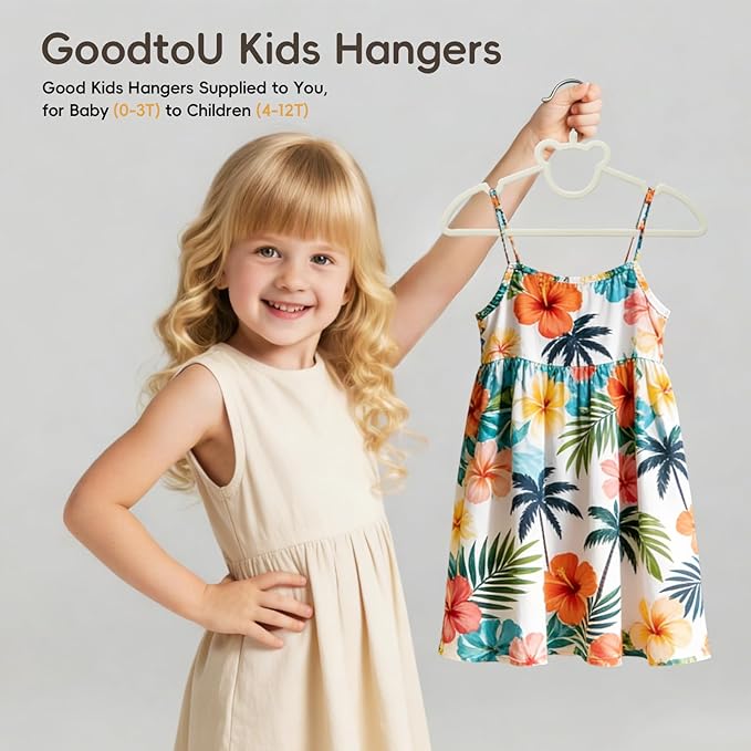 GoodtoU 50 Pack Baby Clothes Hangers, 12.8 Inch Kids Plastic Hangers, Non-Slip Nursery Closet Hangers for Infant & Toddler Clothes, White - Bear