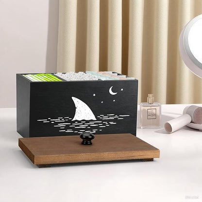 Tampon Holder for Bathroom,Black Feminine Product Organizer,Girl Stuff Box for Bathroom,Pad and Tampon Organizer for Bathroom,Pad Holder for Bathroom,Shark Week Bathroom Organizer,Bathroom Accessories