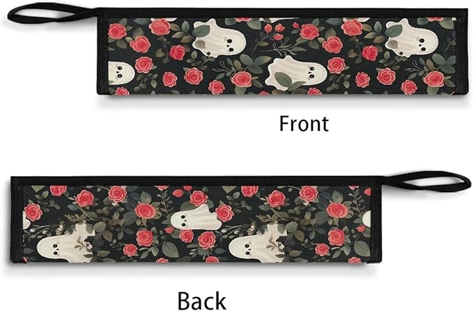 COEQINE Vintage Rose Ghost Portable Utensils Case Cute Pink Flower Fashion Silver Storage Case Tableware Case With Handles,Machine Washable Fit 11.8 x 2.7