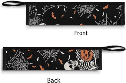 COEQINE Skull Portable Cooking Utensil Case Pumpkin Bet Halloween Holder Case Lightwieght Fit 11.8 x 2.7 inch Large Capacity Storage Case for Travel