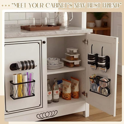 6 Pack Adhesive Cabinet Door Organizer, Lid Organizers Inside Cabinet Food Container/tumbler Lid Organizer and Storage Cup Lids Holder for Kitchen & Bathroom Wall Mounted(Black)