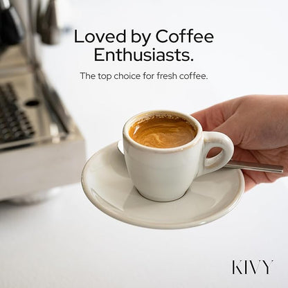 KIVY Vacuum Coffee Canister - Push Lid Preserves Coffee Aroma & Oil - Stainless Steel Airtight Coffee Canister - Coffee Container for Ground Coffee & Coffee Bean Storage - Removes Excess Air