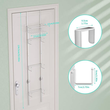 HapiRm Over Door Hat Rack - Wall Mounted Hat Organizer with 6 Hooks and Metal Basket Design, Baseball Cap Organizer Storage Holder Up to 32 Caps for Door, Bedroom, Closet (Sliver)