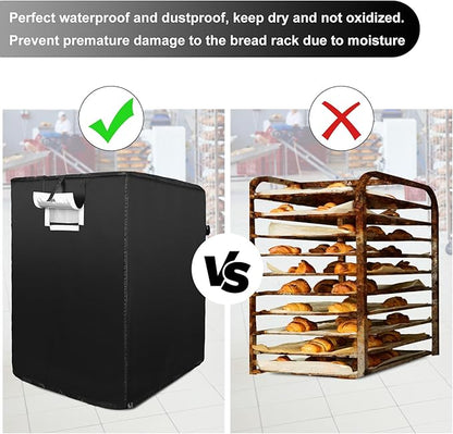 Black 10tier 23"X28"X32" Sheet Pan Rack Cover With Zipper, Ventilated, Oxford Cloth, For Baking, Cooking