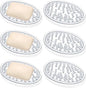 6 Pcs Plastic Soap Holder Soap Dish Bar Saver Tray with Holes Sponge Holder for Kitchen Bathroom Shower Counter, 4.5 x 3 x 0.7 Inches (Clear)