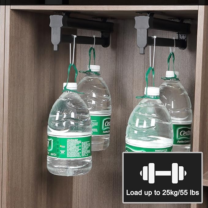 Heavy Duty Retractable Pull Out Pants Rack,Aluminum Alloy Pull Out Closet Valet Rod,Extendable Wardrobe Rail Tube for Hanging Clothes, Top Mount (Color : Black, Battery *1 : 56cm)