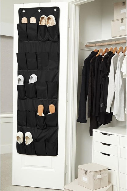 Covermates Keepsakes Over the Door Shoe Organizer – Heavy-Duty Hanging Footwear Storage with 20 Pockets and Stainless Steel Hooks – Space-Saving Closet & Bedroom Organization, Black
