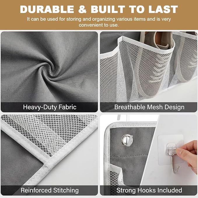 2 Pack RV Shoe Storage with Sticky Adhesive Tape, 16 Large Pocket Wall Mounted Entryway Shoes Rack, Narrow Space Saving Closet Organizers for Lightweight Shoes RV & Camper Essentials