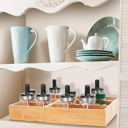 Fabsome Bathroom Drawer Organizer, Bamboo Box Bin for Junk Vanity Desk Makeup Drawer, Small Wooden Container Tea Storage Organization Tray for Kitchen Office, Set of 5