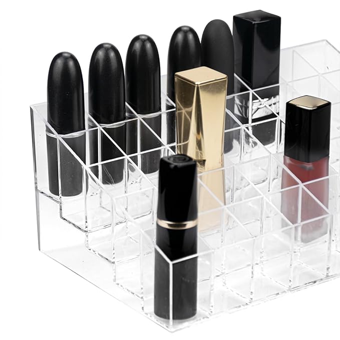 Hedume 2 Pack Lipstick & Makeup Organizer, 40 Slot Acrylic Cosmetic Display Case for Lipstick, Brushes, Bottles