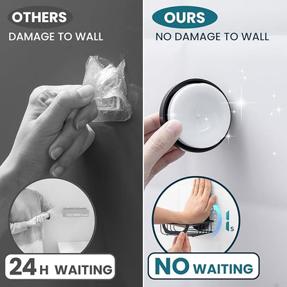 TAILI Shower Soap Holder, Soap Dish for Shower Wall with Hook, Bar Soap Holder, Suction Cup with Razor Holder, Stainless Steel for Bathroom Accessories, Black