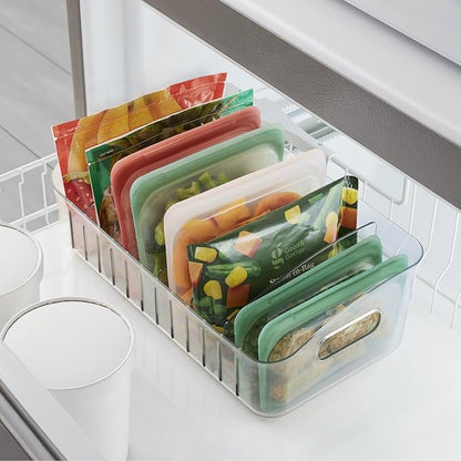 YouCopia FreezeUp Freezer Bin 15", BPA-Free Clear Fridge Organizer with Adjustable Dividers and Handles for Frozen Food and Leftovers