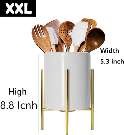 Large Utensil Holder,Ceramic Kitchen Utensil Holder for Countertop, Large Cooking Utensil Crocks for Kitchen Counter, Morden Utensil Organizer for Spatula