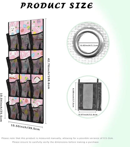 Easter Bunny Rabbit Door/Wall Shoe Organizers,Back of Door Shoe Organizer,Space Saving Hanging Storage Holder,Closet Rack Hanger,Shoe Bag,Classroom Headphone Storage with 12 Pockets