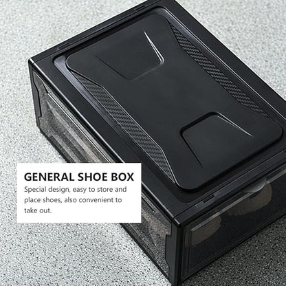 BESPORTBLE Stackable Sneaker Shoes Box with Lid, Compact Dark Drawer-style Shoe Organizer for Home Storage and Display