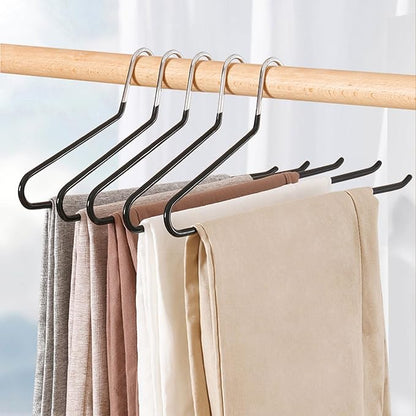 devesanter Pants Hanger, 30 Pack Space Saving Open-Ended Metal Pants Hanger, Non Slip Trousers Slack Hangers Organizers for Pants Jeans Slacks Scarf Trousers Ties，Black