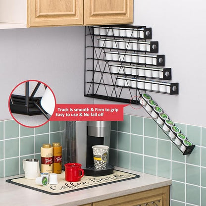 K Cup Holders for 6 Tier, 48 Pods K Cup Storage, Coffee Pod Holder for Countertop, K Cup Organizer Coffee Bar Accessories Black Metal