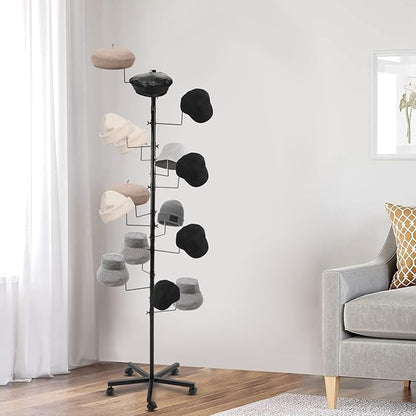 Freestanding Hat Rack - Hat Display Rack - Modern Large Freestanding Hat Rack Stand - Hat Display Stand for Cloakrooms, Entrances, Bedrooms, Clothing Stores, Trade Exhibitions (Black)
