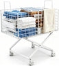 Rolling Laundry Basket with Wheels - 27" Elevated Wire Laundry Hamper, 80L Sturdy Metal Laundry Cart, 10-Min 8-Screw Assembly, Ergonomic No-Bending Mobile Clothes Bin for Laundry Room (White)