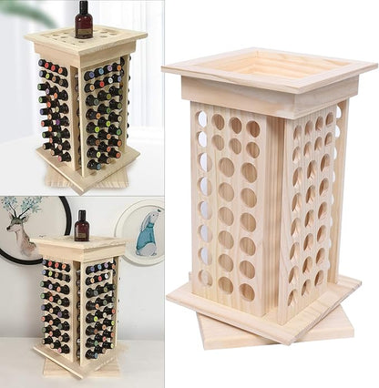 104-Slot 8 Tier Wooden Rotating Essential Oil Rack, Multi-Layer Essential Oil Bottle Display Storage Organizer Display Stand Diffuser Holder 104-Slots for 2.6cm/3cm Diameter Bottles