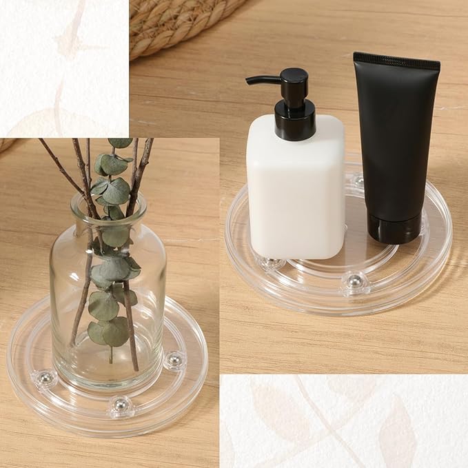 4 Pcs 4" Clear Acrylic Lazy Susan Plastic Turntable Bearings Hardware Acrylic Ball Bearing Rotating Tray Round Swivel Plate for Kitchen Spice Rack Table Cake