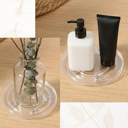 4 Pcs 4" Clear Acrylic Lazy Susan Plastic Turntable Bearings Hardware Acrylic Ball Bearing Rotating Tray Round Swivel Plate for Kitchen Spice Rack Table Cake