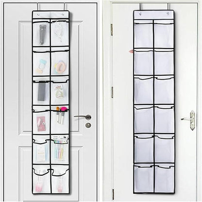 Over The Door Shoe Organizers, 2024 New 12 Large Pockets Hanging Shoe Organizer, Shoe Rack for Closet Entryway Bedroom Bathroom Pantry Shoe Holder, 2 Metal Hook