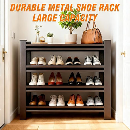 Shoe Rock for Closet,Shoe Rack for Entryway, Freestanding Garage Shoe Shelf, Metal Adjustable Shelves, Easy to Assemble, Suitable for Wardrobes, Entryways, Bedrooms, and Garages (54"H X 22"W X 11.8"D)