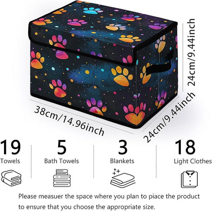 Stackable Clothes Storage Bins with Lids,Closet Organizers Fabric Printing Box for Home and Office,Blanket Clothes Organizers,Under Bed Storage Containers 3 Pack.