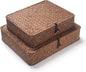 Seagrass Storage Basket Bins with Lid Rectangular Woven Shelf Baskets for Organize Snack Toys Set of 2 (Large+Small) (Coffee)