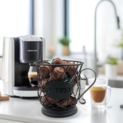 Coffee Pod Storage Basket - 35 K Cup Organizer, Black