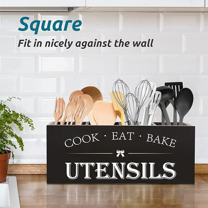 Suli Extra Large Kitchen Utensils Holder with 4 Compartments (Black)