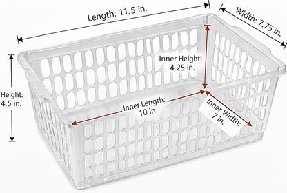 YBM HOME Plastic Perforated Storage Basket Bin Office Drawer, Shelf Desktop Countertop Tray Organizer 32-1188 (12, clear)