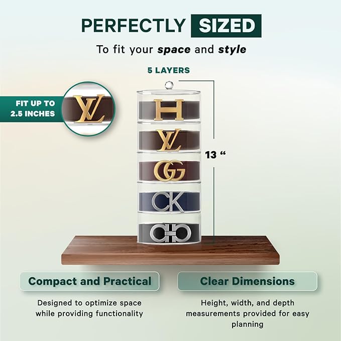 Acrylic 5-Layer Organizer & Display Case for Belts, Jewelry, Kitchen, and Closet Accessories - Transparent Storage for Watches, Rings, and Cosmetics