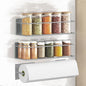 Magnetic Spice Rack For Refrigerator, Space Saving Magnetic Shelf For Fridge Grey 2 Pack With Magnetic Paper Towel Holder