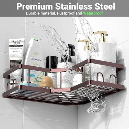 AKTECKE Corner Shower Caddy Organizer Shelf: Adhesive No Drilling Shower Rack Bathtub Shelves - 3Pack Rustproof Bathroom Shower Shelf