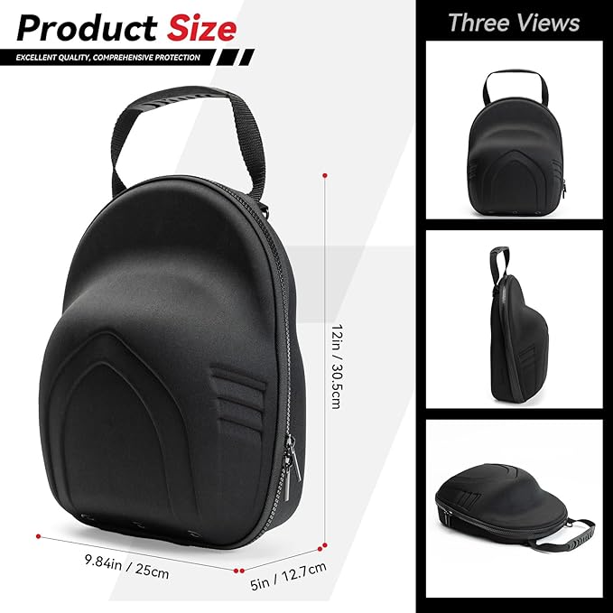Hard Hat Case for Baseball Caps,Hat Carrier Travel Case with One Black Baseball Cap and Adjustable Shoulder Strap,Hat Organizer Holder Bag for 6 Baseball Caps for Women and Men,Black