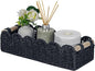 CubesLand Toilet Paper Storage Basket Scalloped Edge Home Decor Basket, Living Room Cozy Decor, Paper Rope Small Baskets for Over Toilet Storage Shelf, End Table, Shelves, with 2 Wooden Handles, Black