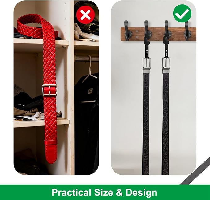30Pcs Belt Hangers Black Plastic Hanger Hooks for Belts and Ties Closet Organizer Holder for Men Bulk Hangar Storage for Efficient Closet Belt and Tie Management