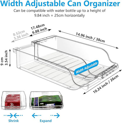 2 Pack Rolling Soda Can Dispenser for Refrigerator 2 Packs Refrigerator Organizers and Storage Width Adjustable Can Organizer for Refrigerator