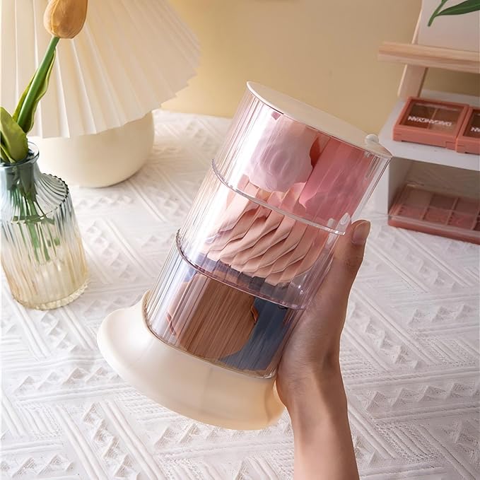 Hair Accessory Organizer, 3-Layer Rotating Clear Hair Tie Organizer for Hair Clips, Headbands, Hair Ties, Earring, Necklace, Ring, Jewelry Boxes & Organizers for Girls & Women (3-Layer，White)