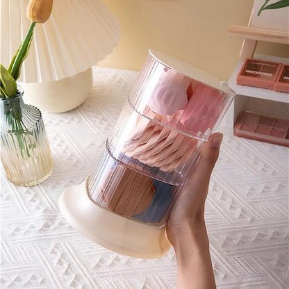Hair Accessory Organizer, 3-Layer Rotating Clear Hair Tie Organizer for Hair Clips, Headbands, Hair Ties, Earring, Necklace, Ring, Jewelry Boxes & Organizers for Girls & Women (3-Layer，White)