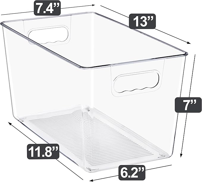 Sorbus Clear Storage Bins, 10 Pack X-Large Organization Bins with Handles – Clear Storage Containers for Storage, Pantry, Fridge, Cabinet, Closet & Kitchen Organization – BPA-Free Plastic