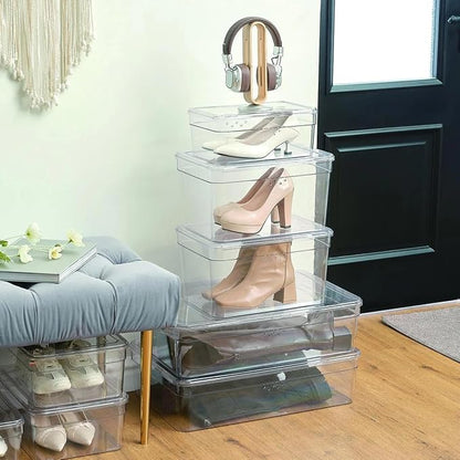 Extra Wide Plastic Storage Box with Hinged Lid, Dark Gray, 21.75 x 15.38 x 12.5 Inches, Industrial Style, Water Resistant, Rectangular Container for Industrial Storage