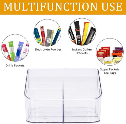 Drink Packet Organizer, Powdered Drink Mix,Powder Packet,Acrylic Water Flavor Packet Organization Container with Removable Dividers for Storage Bins for Kitchen Cabinet, Pantry,Office