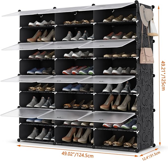 HOMIDEC Shoe Rack Organizer, 8 Tier Shoe Storage Cabinet 48 Pair Plastic Shoe Organizer Shelves for Closet Hallway Bedroom Entryway
