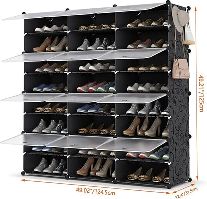 HOMIDEC Shoe Rack Organizer, 8 Tier Shoe Storage Cabinet 48 Pair Plastic Shoe Organizer Shelves for Closet Hallway Bedroom Entryway